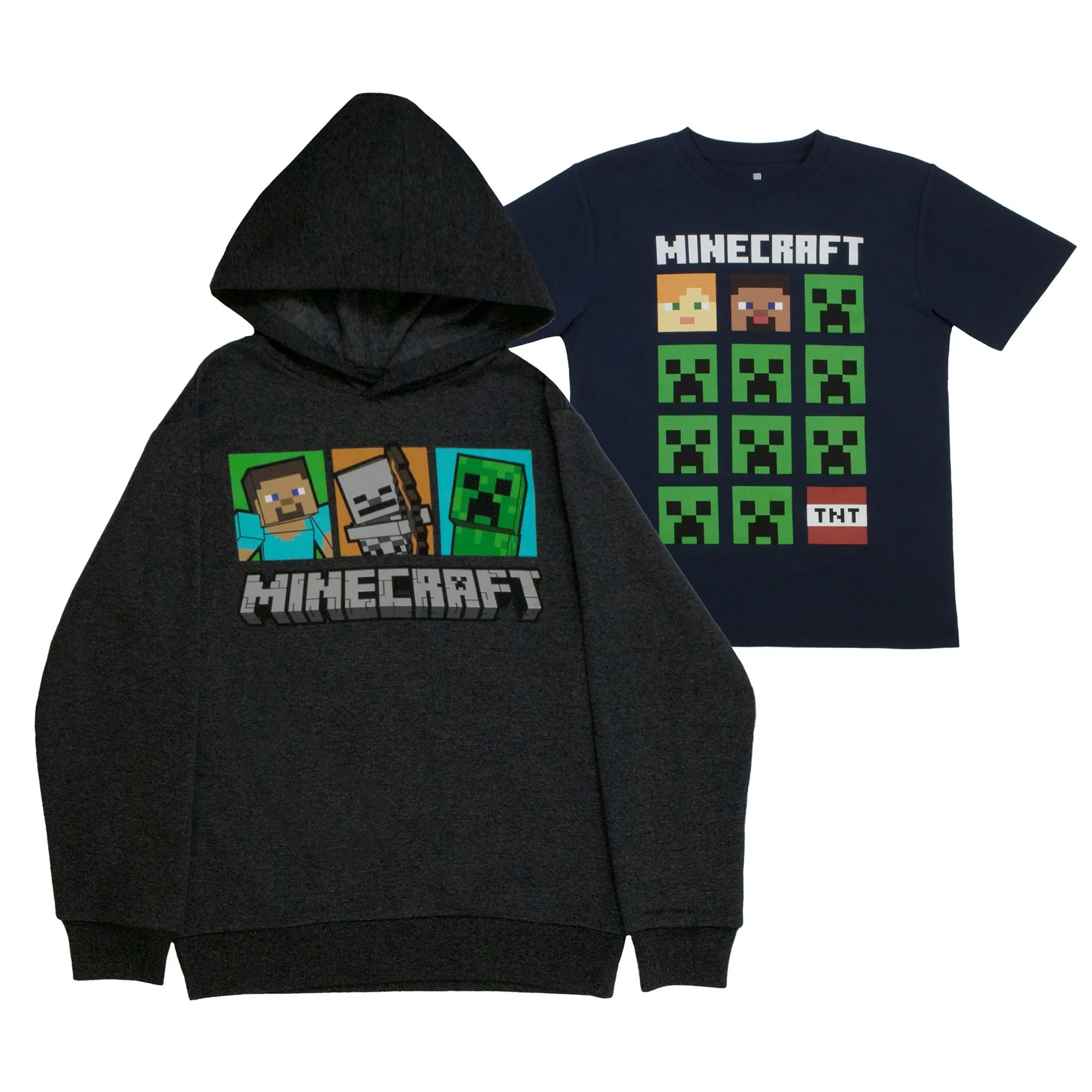 Minecraft Creeper Boys, Hoodie, and T-Shirt, 2-pack Clothes Set (Sizes 4-18) | Walmart (US)
