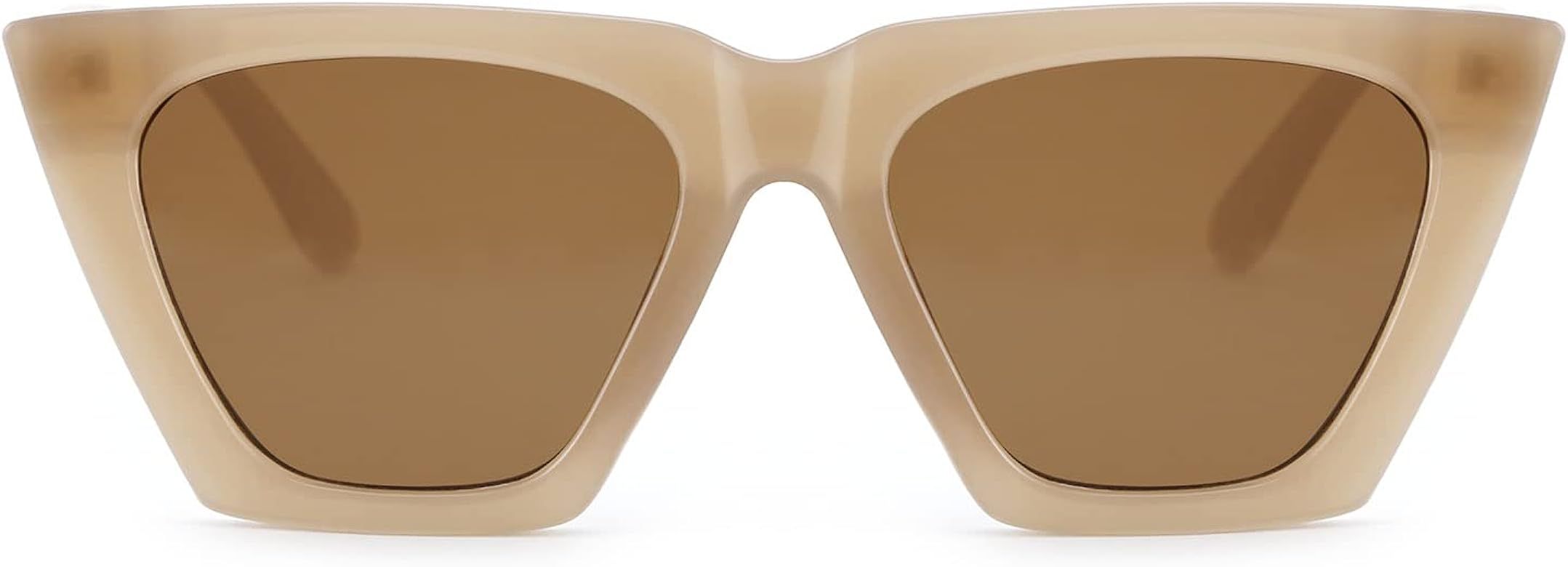 Louriy Vintage Square Cat Eye Sunglasses Women Large Trendy Retro Sun Glasses Classic Thick Rectangl | Amazon (US)