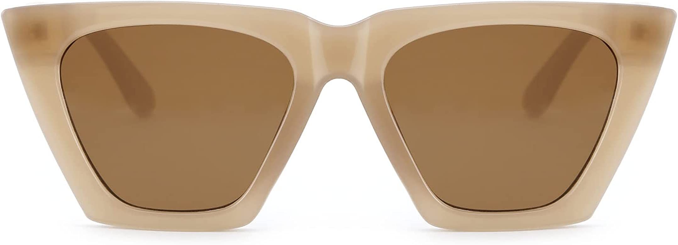 Louriy Vintage Square Cat Eye Sunglasses Women Large Trendy Retro Sun Glasses Classic Thick Rectangl | Amazon (US)