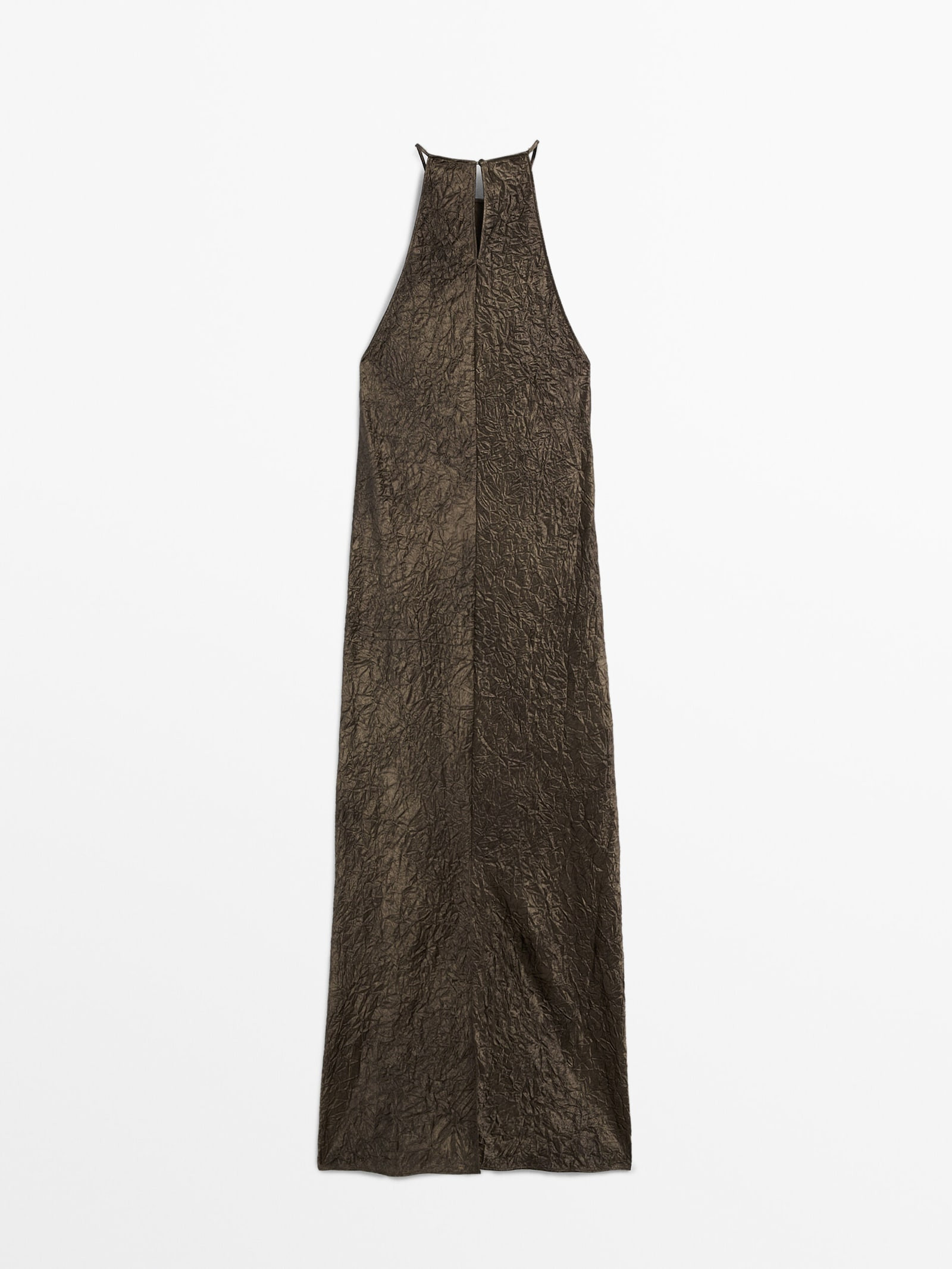 Creased-effect halterneck dress | Massimo Dutti UK