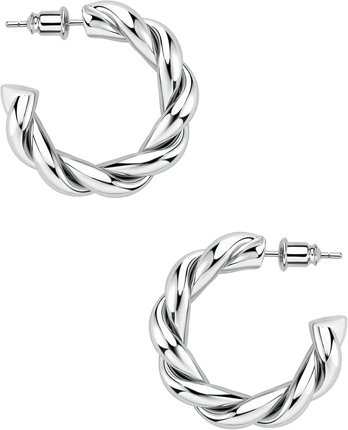 Wowshow Chunky Gold Hoop Earrings, Small Gold Hoop Earrings for Women 14K Real Gold Plated Thick ... | Amazon (US)