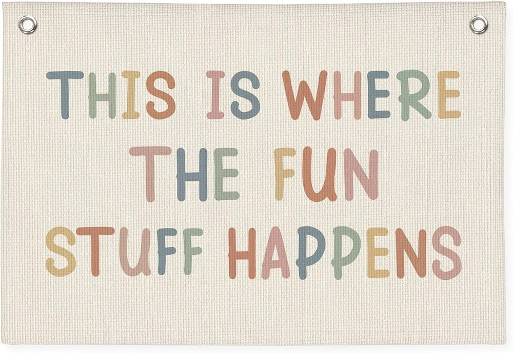 Playroom Wall Decor, Boho Classroom Decorations, Kids Room Decor Canvas Banner Wall Hanging Flag,... | Amazon (US)