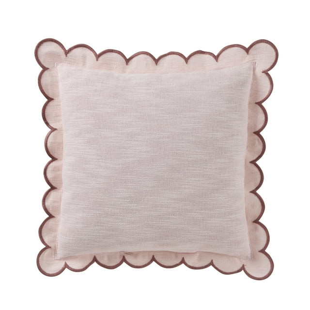 Home Decor Collection 19" x 19" Blush Pink Scallop Flange Cotton-Rich Decorate Pillow | Walmart (US)