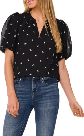 Floral Embroidered Puff Sleeve Top | Nordstrom