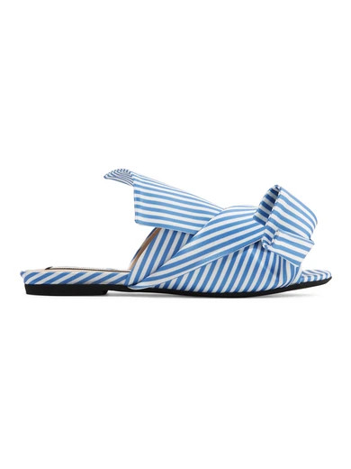 No. 21 - Knotted Striped Satin Sandals - Blue | NET-A-PORTER (US)