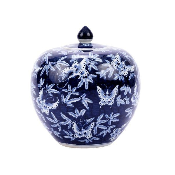 Blue & White Porcelain Butterfly Melon Jar | Scout & Nimble