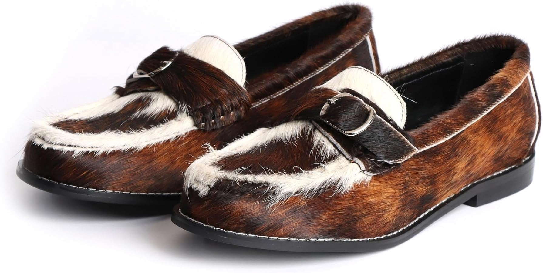 XOBZJH Vintage Penny Loafers for Women Handmade Natural Calf Hair Flats with Arch Support,Comfort... | Amazon (US)