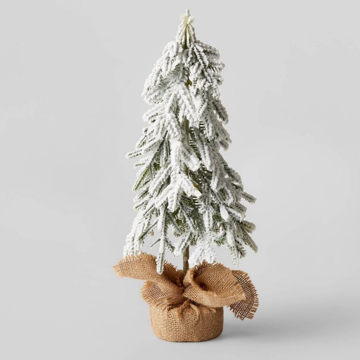 14&#34; Unlit Downswept Lightly Flocked Mini Artificial Christmas Tree with Burlap Wrapped Base -... | Target