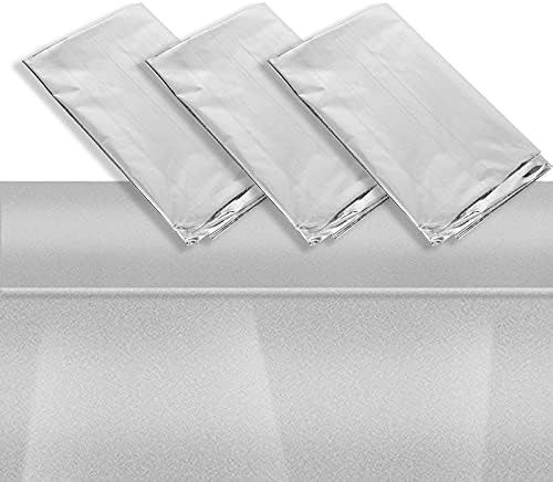 3 Pack Metallic Silver Plastic Tablecloth for Birthday Party Decorations (Shiny Foil, 54x108) | Amazon (US)