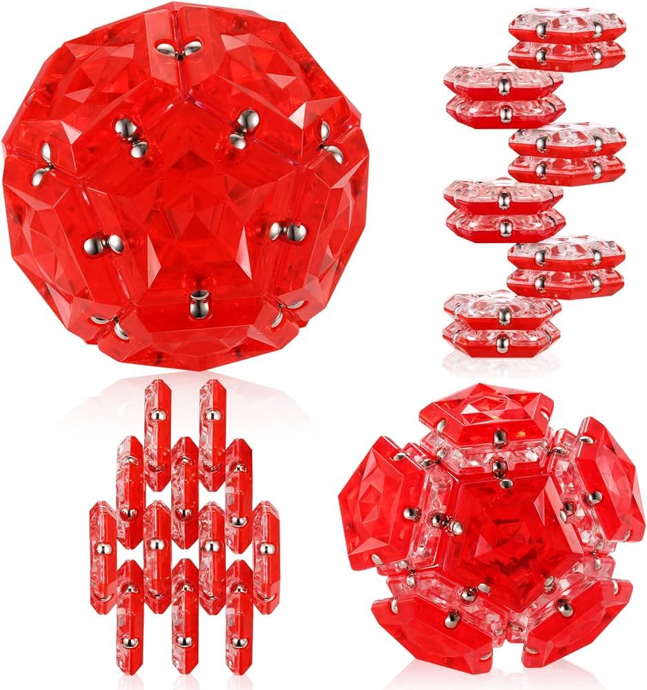 RoomyRoc Magnetic Fidget Sphere - Pentagons Magnets Balls - 12 Piece Set - Crystal Red - Magnet Fidg | Amazon (US)