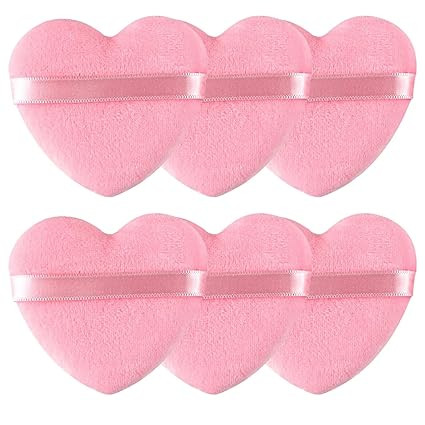 Spunspon 6 Pieces Powder Puff Face Soft Heart Shape Makeup Puff for Loose Powder Mineral Powder B... | Amazon (US)