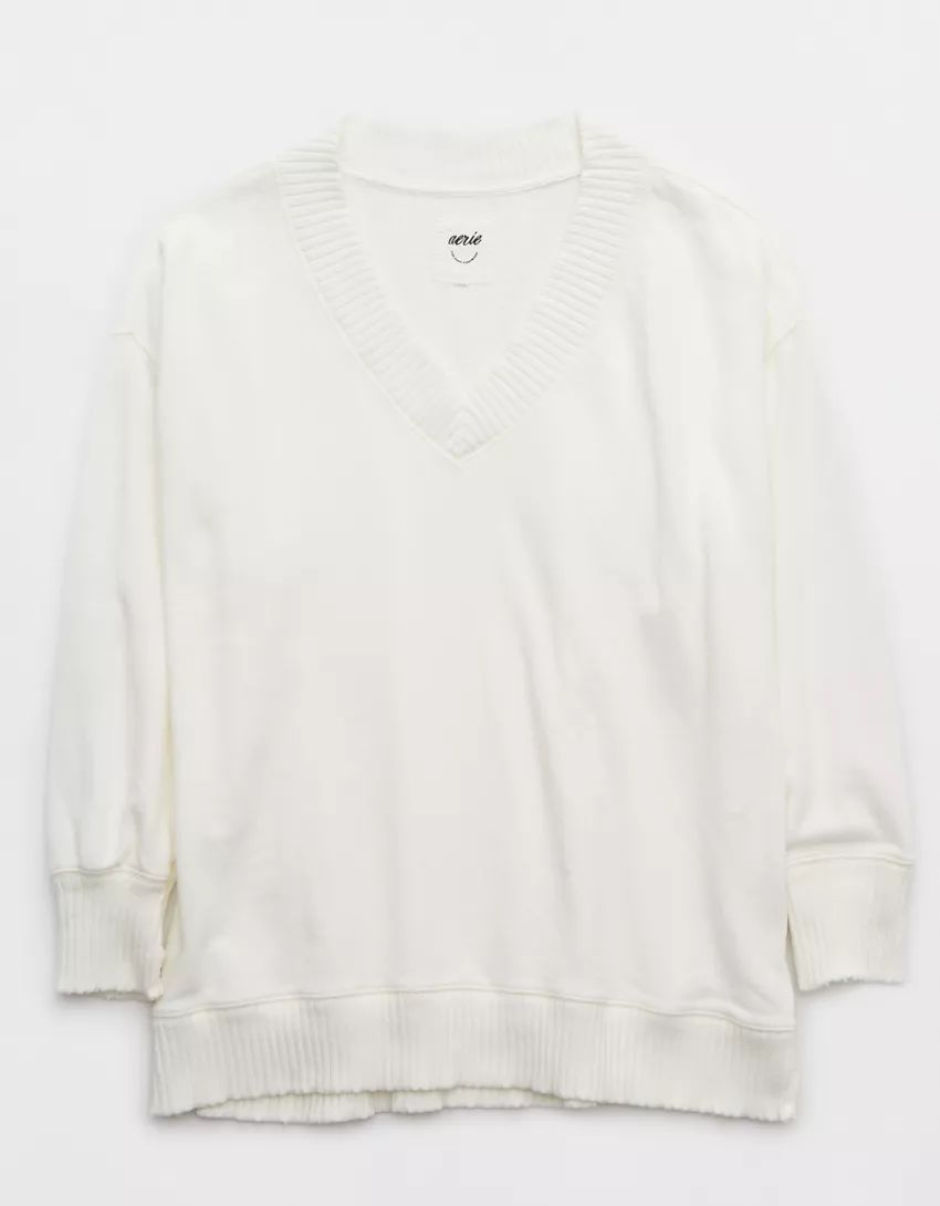 Aerie Down-To-Earth V-Neck Sweatshirt | American Eagle Outfitters (US & CA)