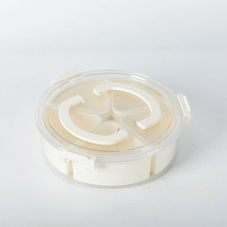 Mainstays Snack Box, Lunch & Snack Container with lids, Plastic, Round, 5 Compartment , White | Walmart (US)