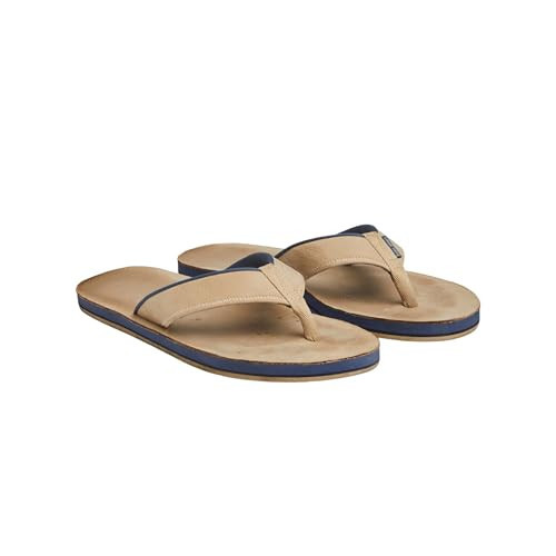 Hari Mari- Pier- Men's Classic Soft Pebbled Nubuck Leather Flip Flop with a Zigzag Deco Strap- No Break Ins, Firm Arch Support, and Cupped Heel for Comfort- Size 10- Sand | Amazon (US)