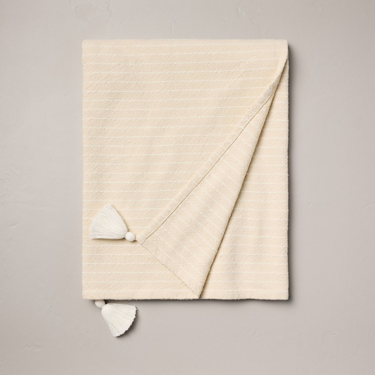 Pinstripe Woven Throw Blanket with Corner Tassels Natural - Hearth & Hand™ with Magnolia | Target