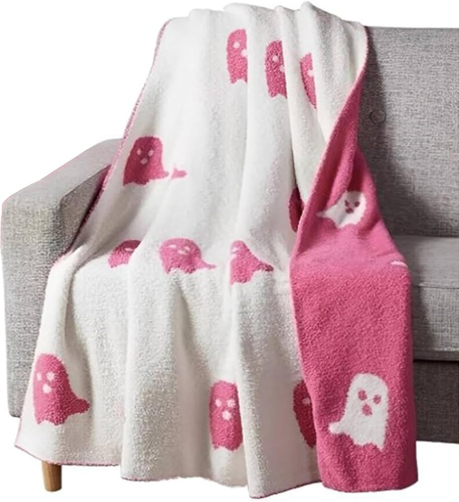 POCHY 2023 Halloween Viral Pink Ghost Blanket Flannel, Reversible Super Soft Pink Ghosts Blanket for Girls Women Kids Halloween, Cute Throws Blanket Spooky for Bedroom Bed Living Room Sofa Couch | Amazon (US)