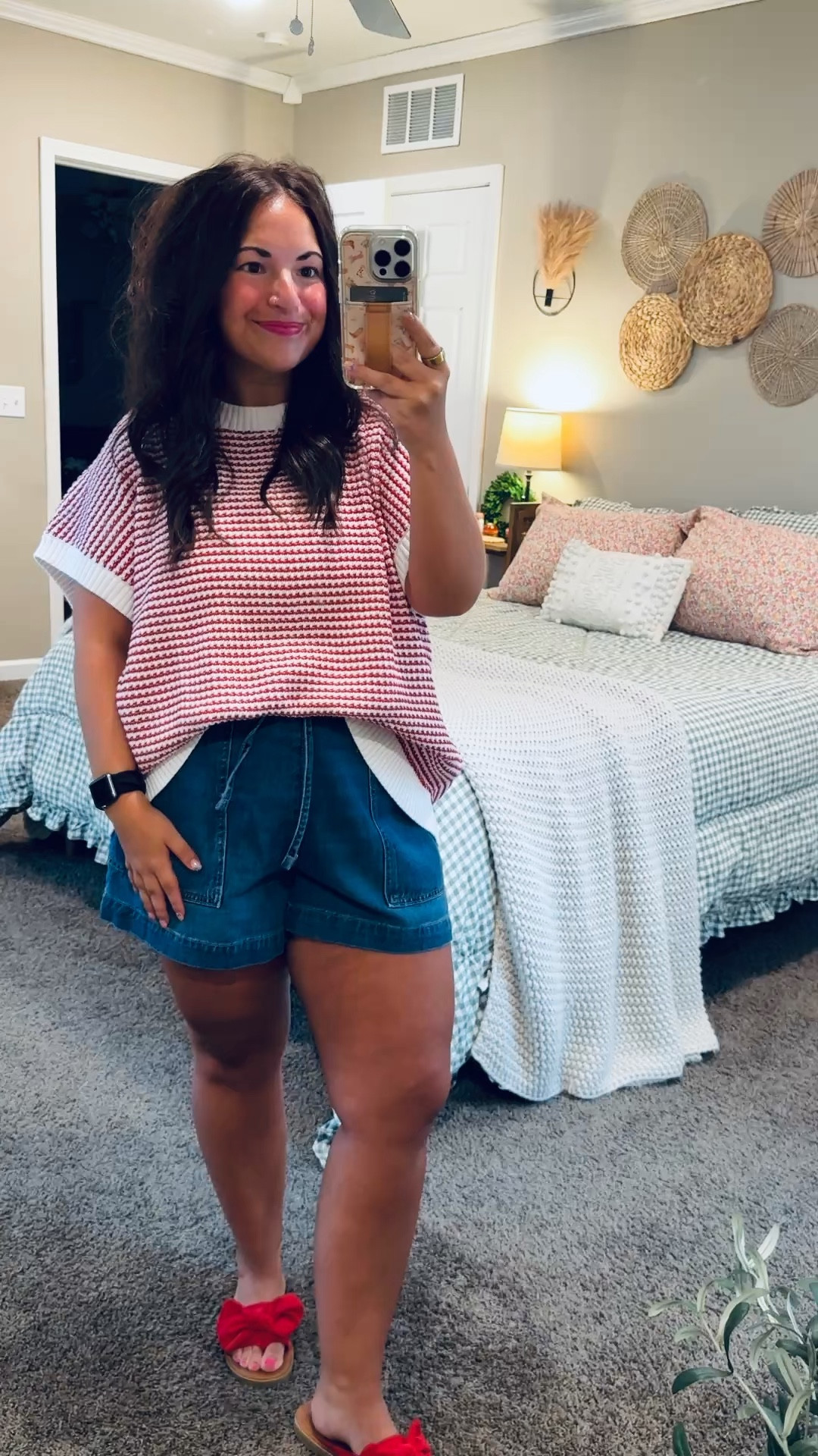 A striped sweater, denim shorts, and sunshine ☀️❤️ Simple, timeless, and so easy to wear all summer long.

sandals: fit true to size // wearing a 5
shorts: fit true to size // wearing a large
sweater tee: fits true to size // wearing an XL 

 #LTKootd #LTKMidsize