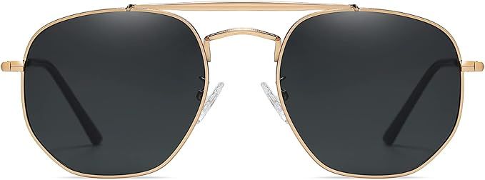 Zeelool Polarized Aviator Sunglasses Men Women Oversized Square Metal Frame Retro Black Shades SM... | Amazon (US)