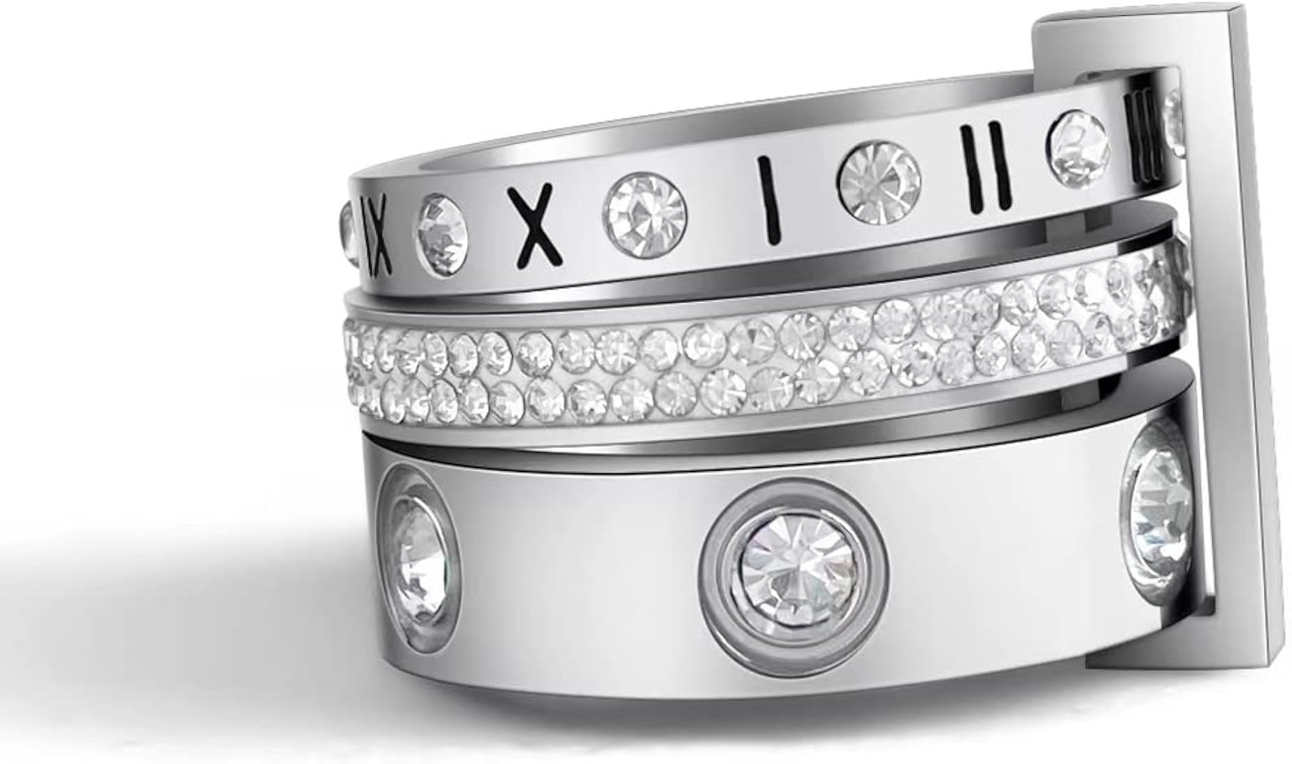 YIKOXI Love Friendship Gold Rings Set for Women 18K Gold Plated Titanium Steel Dainty Cubic Zirco... | Amazon (US)