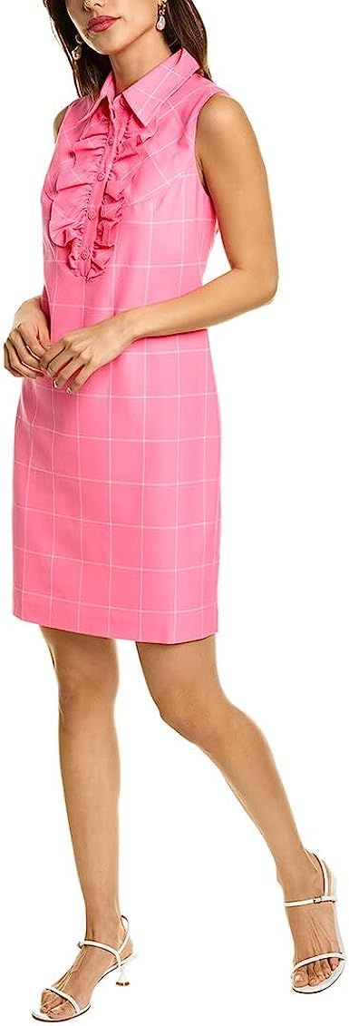 Trina Turk Women's Straight Sleeveless Collar Dress with Ruffles | Amazon (US)