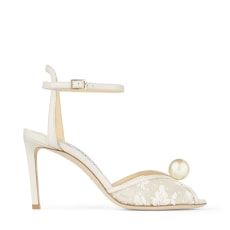 Ivory Floral Lace Sandals with Pearl Detail | Jimmy Choo (US)