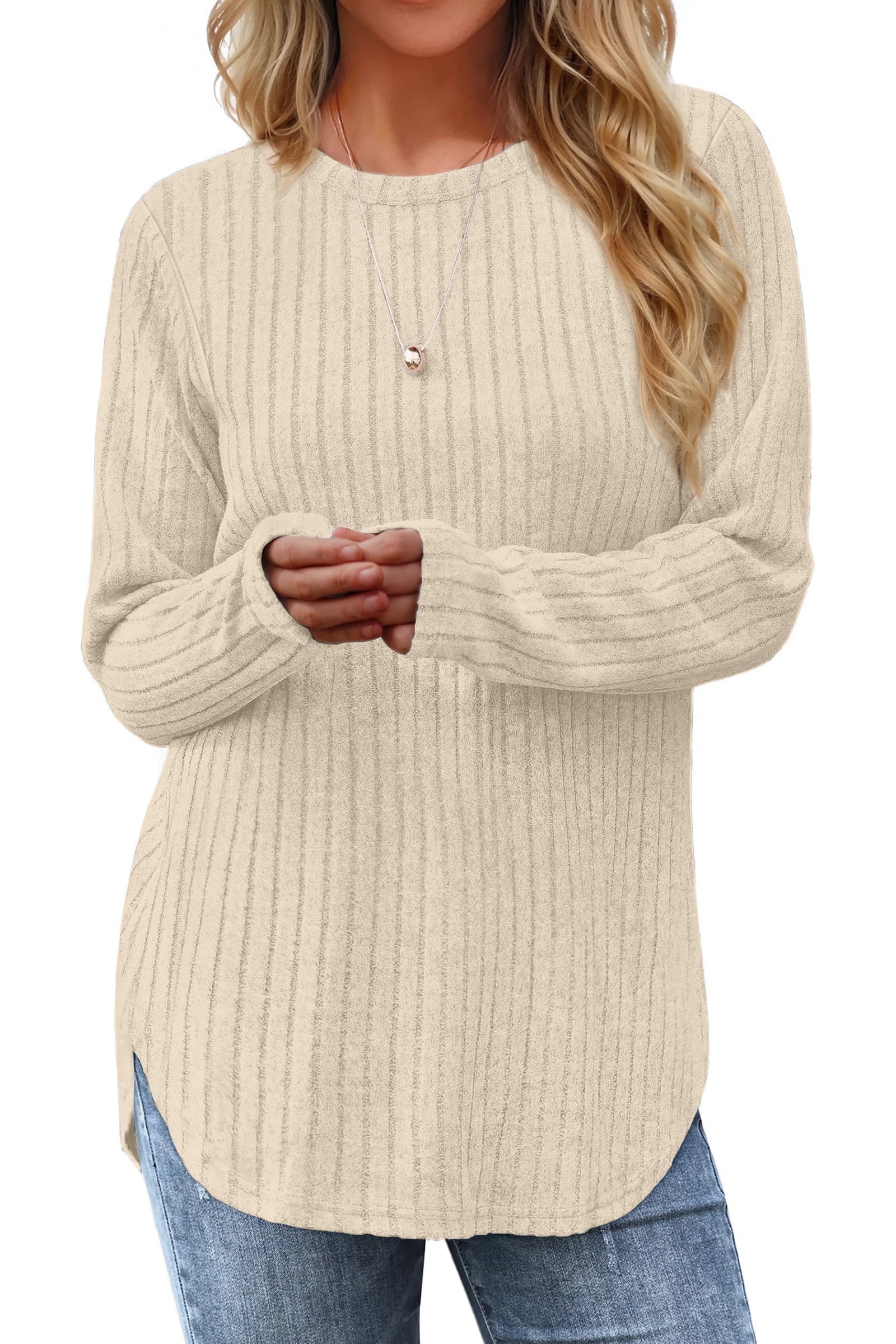 Fantaslook Long Sleeve Shirts for Women Casual Tunic Tops Dressy Crew Neck Pullover Fall Lightwei... | Walmart (US)