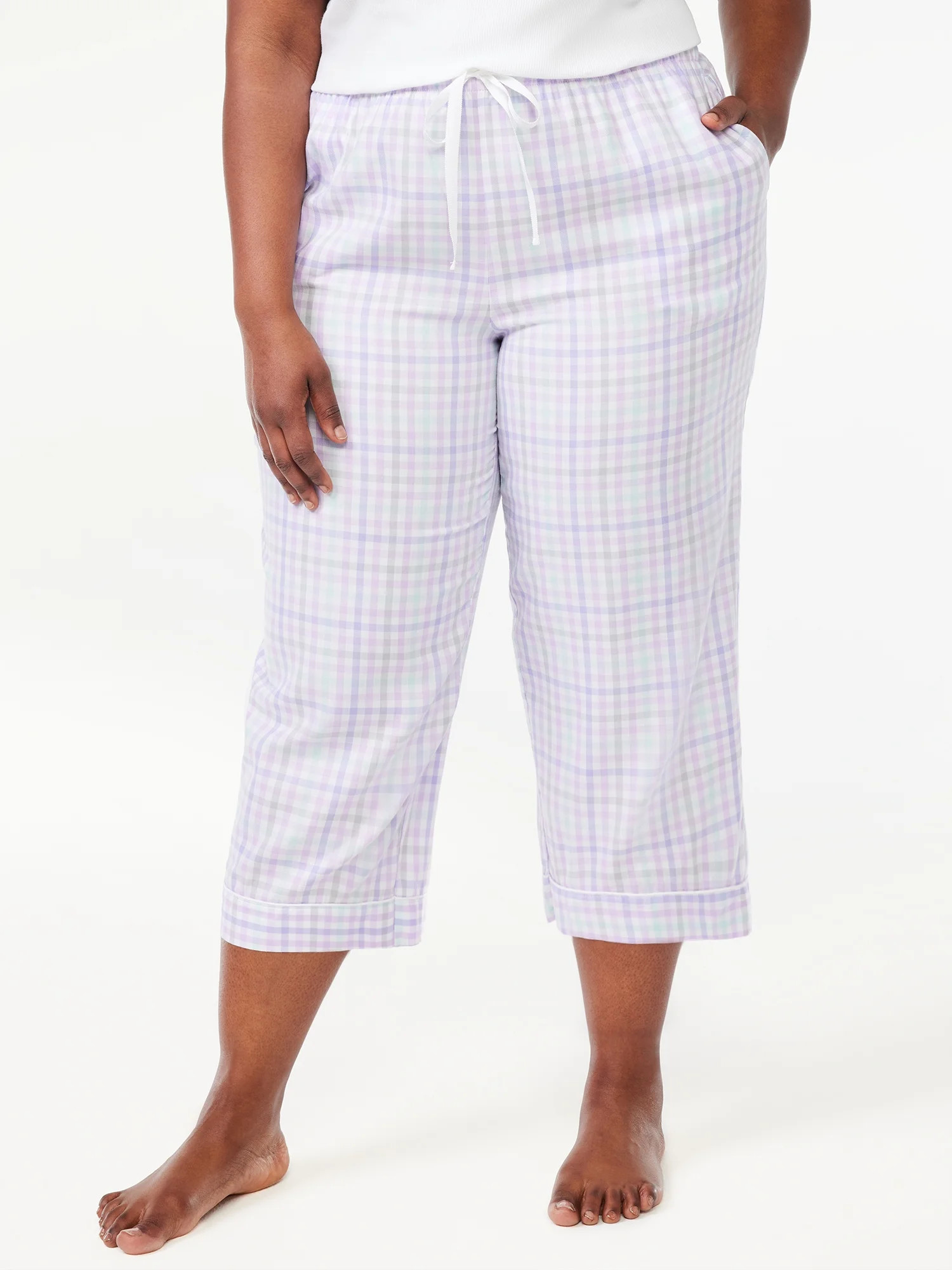 Joyspun Women's Twill Cropped Sleep Pants, Sizes S to 3X | Walmart (US)