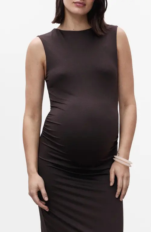 MANGO Sleeveless Knit Midi Dress in Brown at Nordstrom, Size Large | Nordstrom