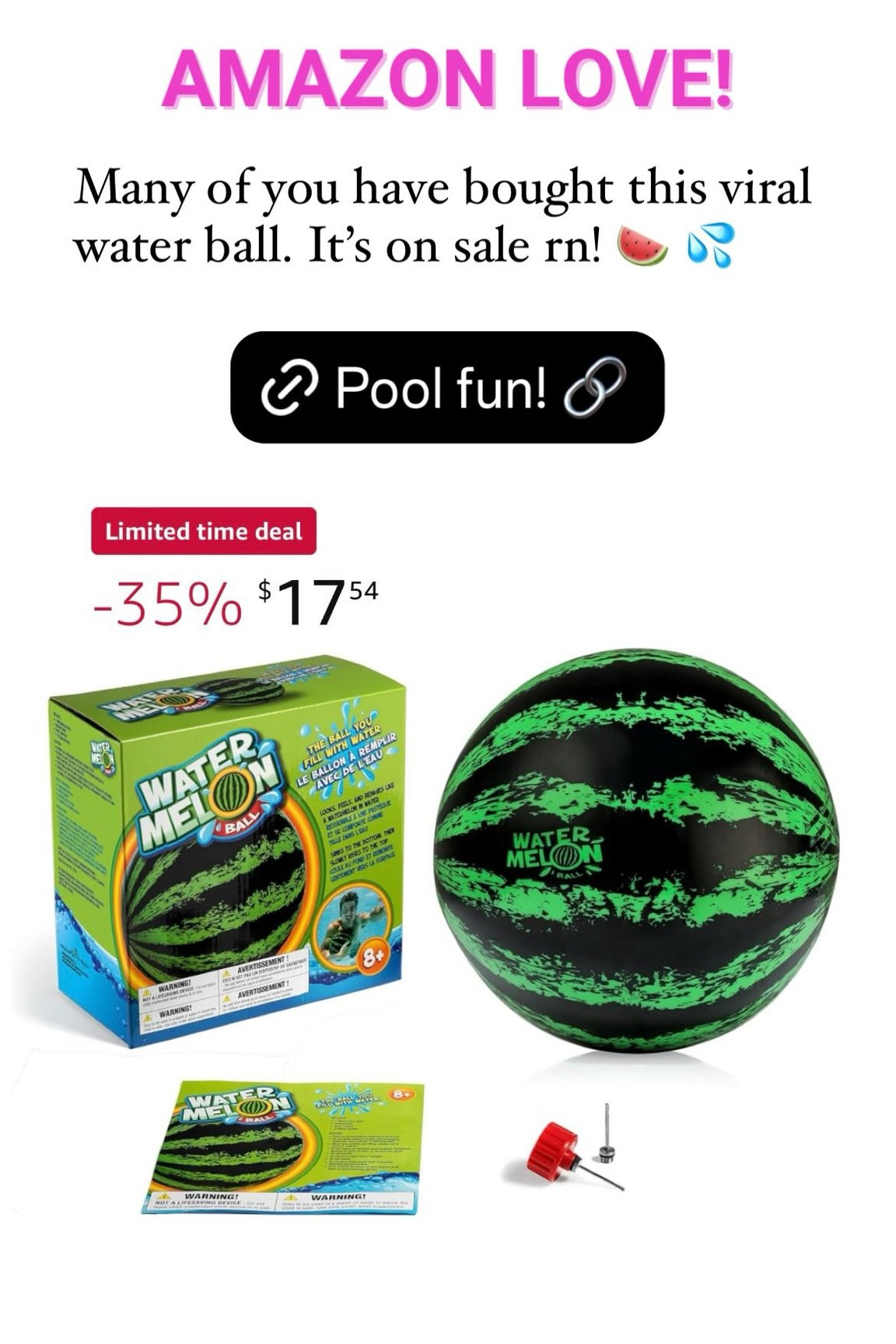 Many of you have bought this viral water ball. It’s on sale rn! 🍉 💦

#LTKSwim #LTKSeasonal #LTKKids