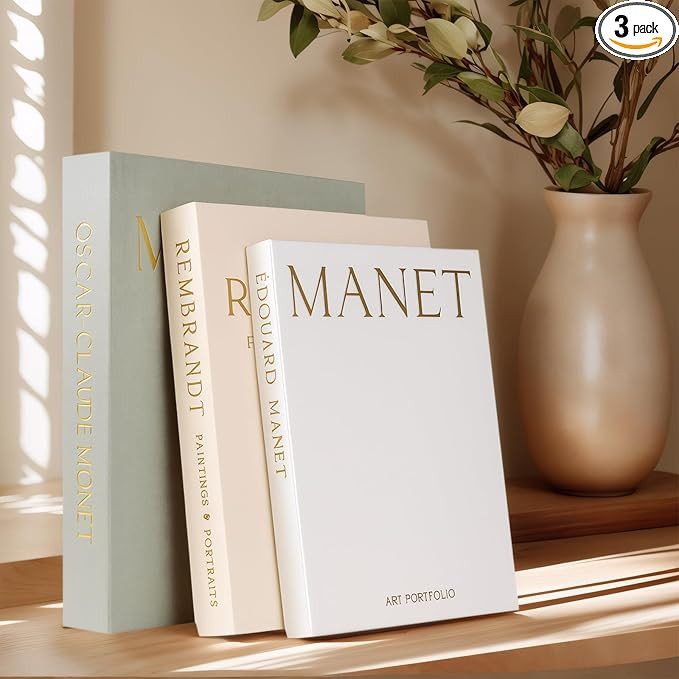 Decorative Books for Home Decor-Coffee Table Books Bookshelf Mantel Decor-Set of 3 Linen Fake/Fau... | Amazon (US)