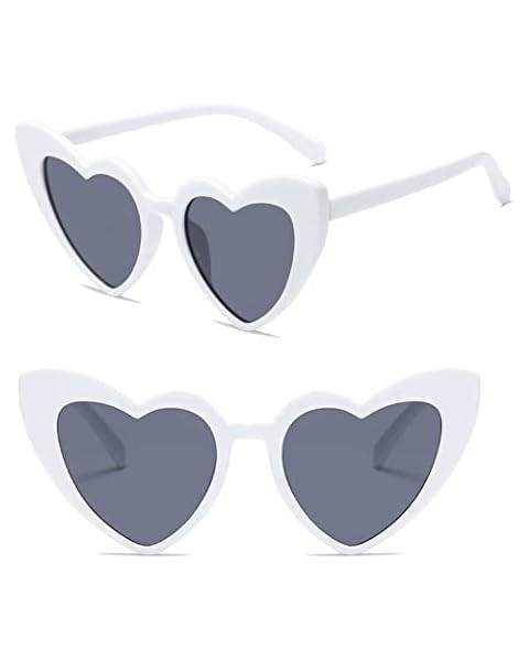 YooThink Love Heart Shaped Sunglasses for Women ,Vintage Cat Eye Mod Style Retro Glasses | Amazon (US)