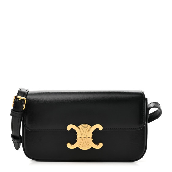 Shiny Calfskin Triomphe Shoulder Bag Black | FASHIONPHILE (US)