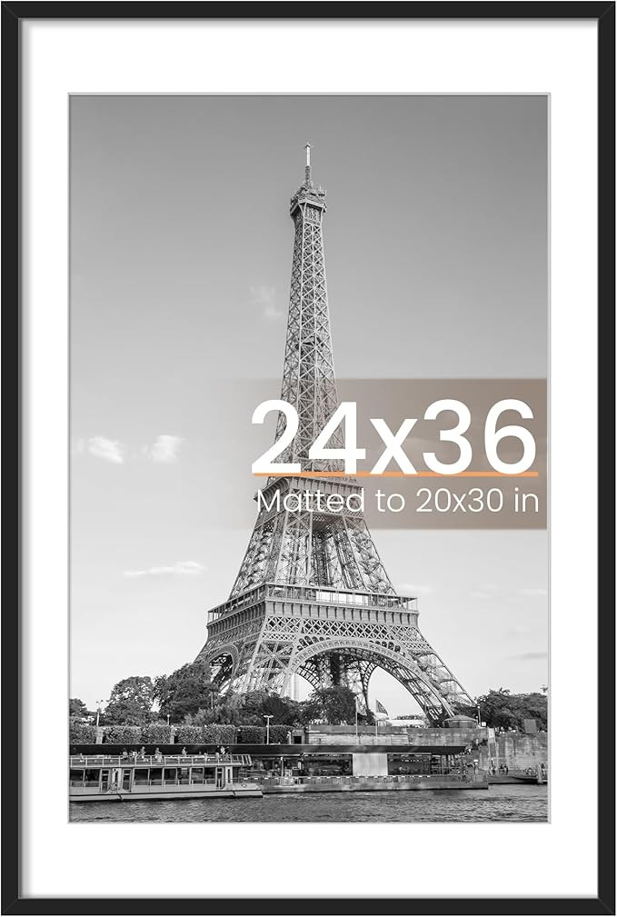 upsimples 24x36 Poster Frame, Display Pictures 20x30 with Mat or 24 x 36 Without, Wall Hanging Pi... | Amazon (US)