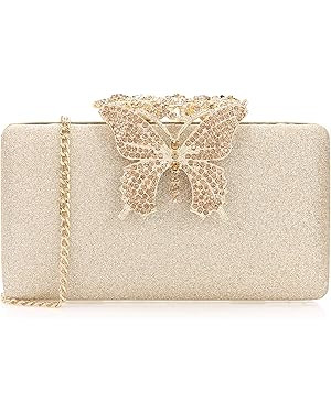 Dexmay Rhinestone Clutch Bag with Crystal Butterfly Clasp Women Evening Handbag Formal Party Purs... | Amazon (US)