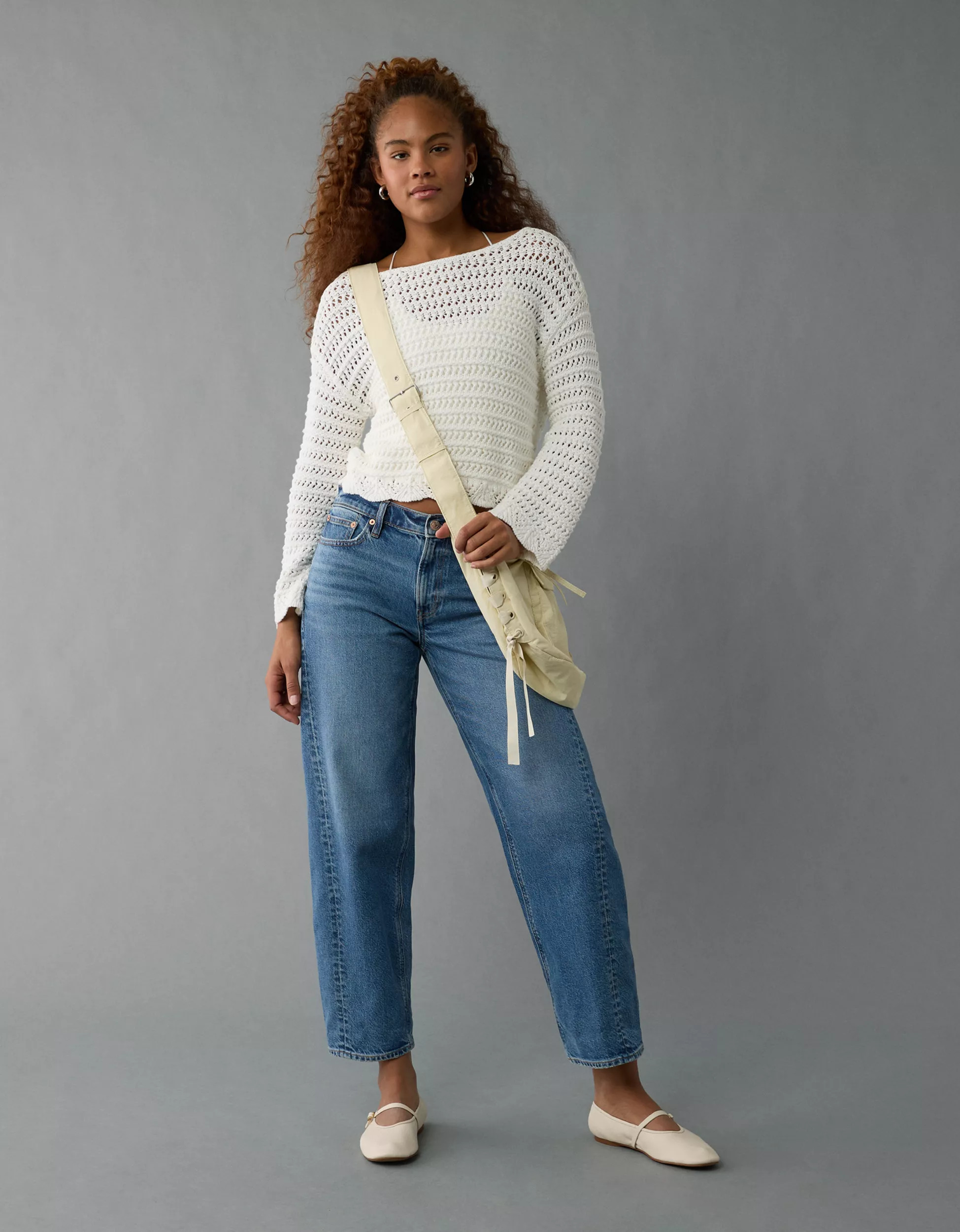AE Ballet Neck Open Knit Sweater | American Eagle Outfitters (US & CA)