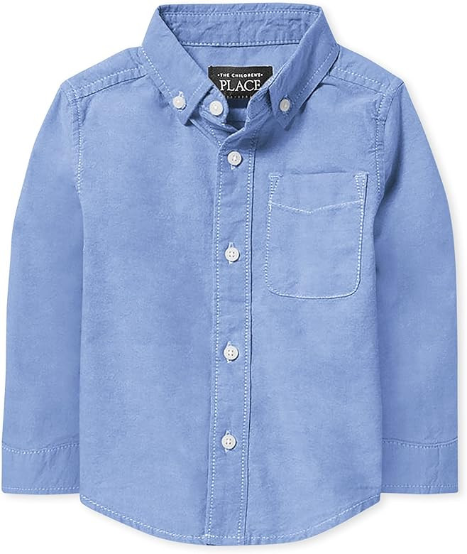 The Children's Place Baby Boys Long Sleeve Oxford Button Down Shirt | Amazon (US)