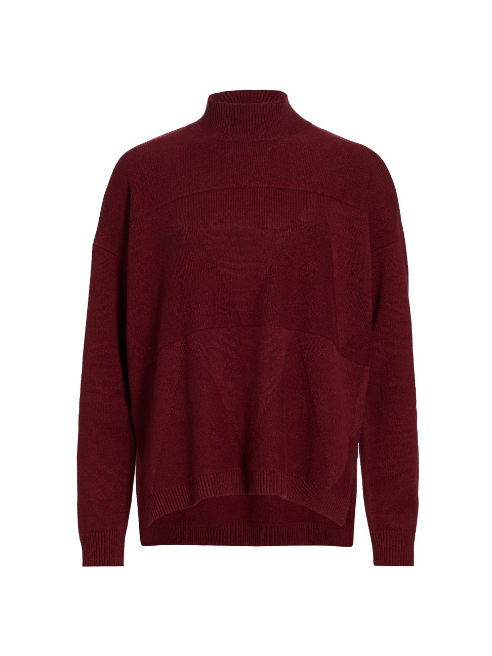 Women's Triangle Stitch Wool-Blend Turtleneck Sweater - Deep Red - Size XL | Saks Fifth Avenue