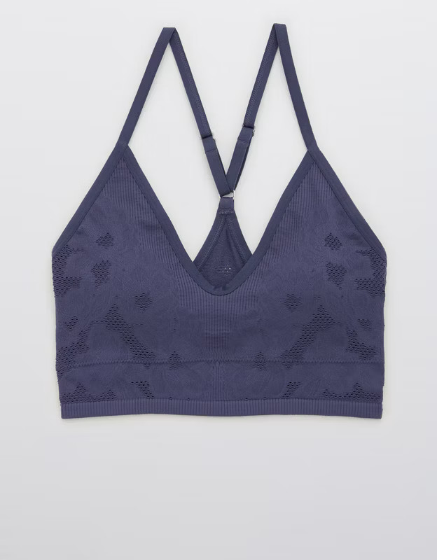 Aerie Seamless Jacquard Padded Longline Bralette | American Eagle Outfitters (US & CA)