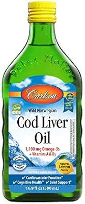 Carlson - Cod Liver Oil, 1100 mg Omega-3s, Liquid Fish Oil Supplement, Wild-Caught Norwegian Arct... | Amazon (US)