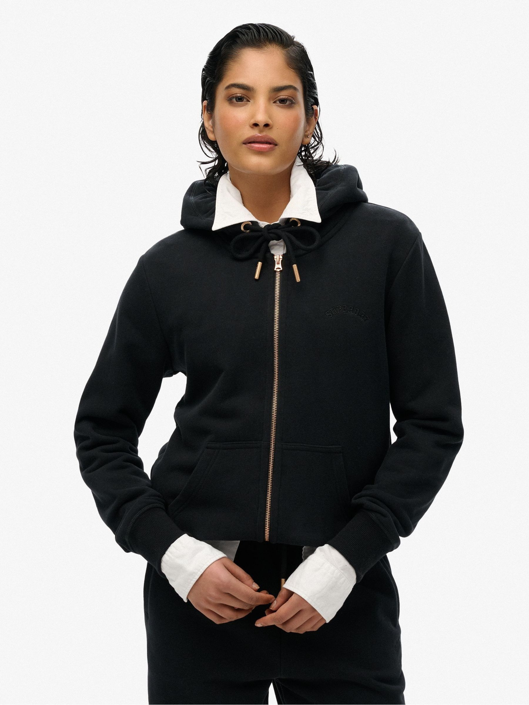 Superdry Superdry Black Essential Logo Zip Hoodie | Next US