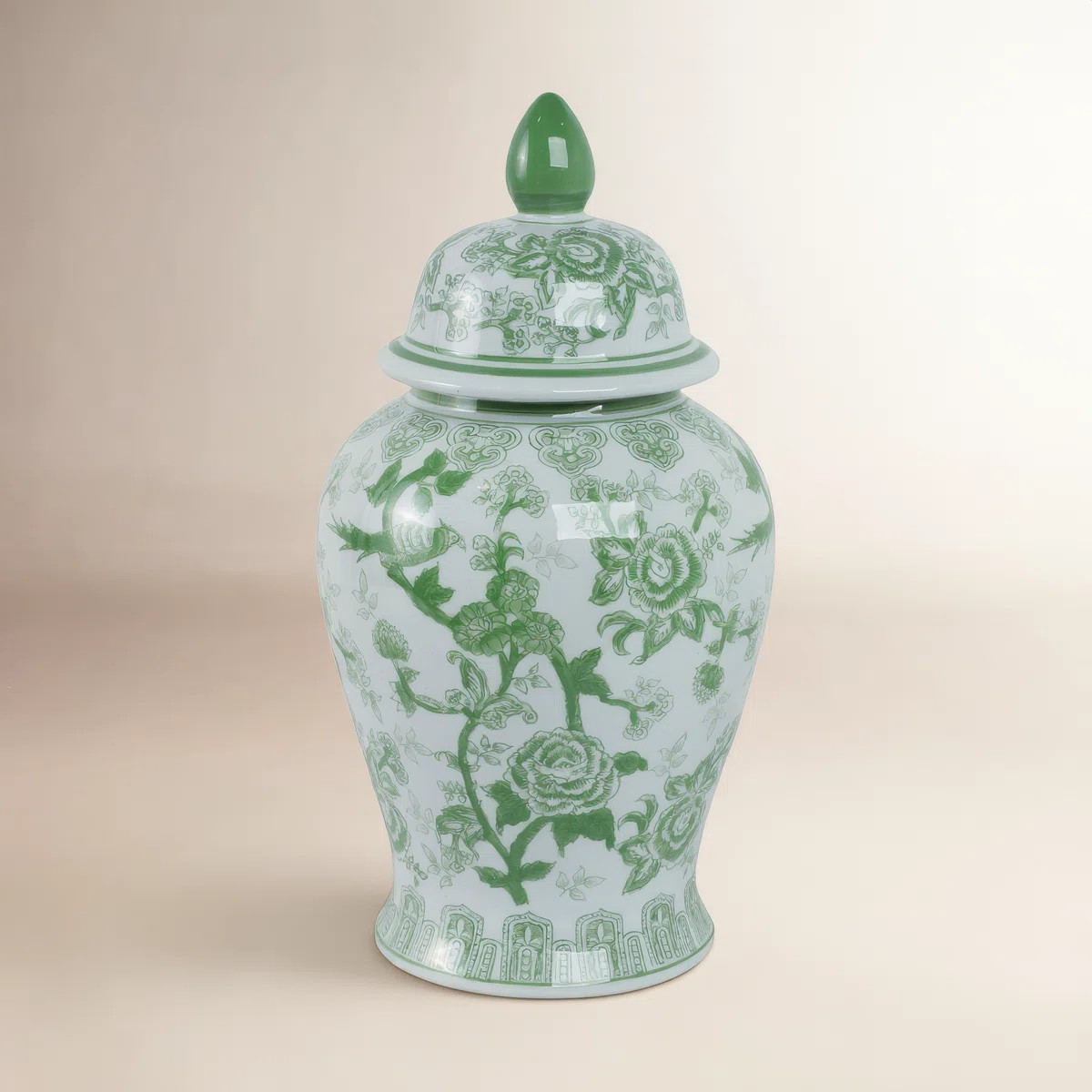 Ceramic Chinoiserie Ginger Jar Decorative Lidded Vessel in Classic Oriental Style | Wayfair North America