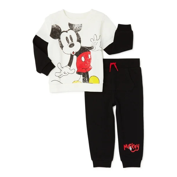 Mickey Mouse Toddler Boy Fleece Hoodie Outfit Set, Sizes 12M-5T | Walmart (US)
