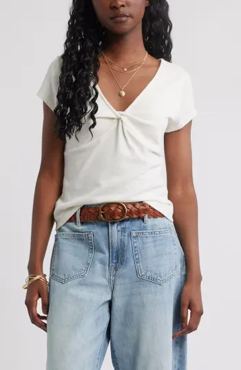Twist Front V-Neck Knit Top | Nordstrom
