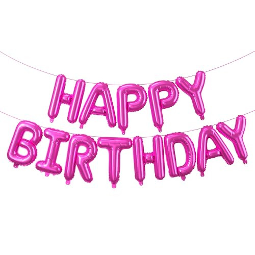 Hot Pink Happy Birthday Balloons Banner,16 Inch Foil Letters Set,Inflatable Reusable Party Decor,for Women,Men,Kids Boys & Girls Birthday Decorations Party Supplies | Amazon (US)