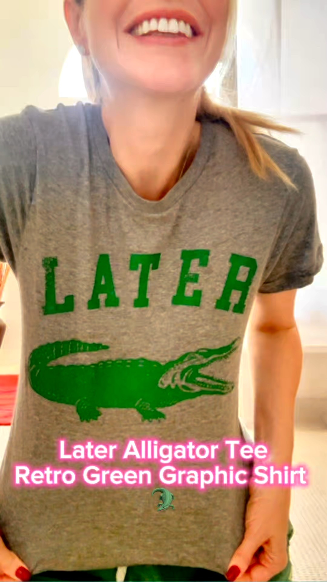 Nostalgic vibes 🐊 This soft ‘Later Alligator’ tee adds playful retro style to any outfit. Perfect for layering with denim or lounging on weekends.

#graphictee #retrostyle #animalprinttop #weekendwear #greenteefashion

#LTKFindsUnder50 #LTKStyleTip #LTKFamily