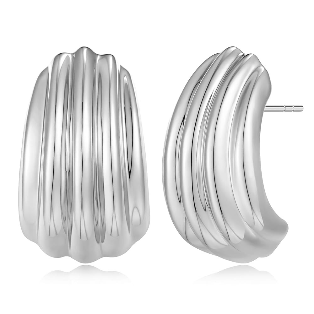 MUYAN Chunky Gold Textured Earrings for Women Trendy Minimalist Large Chunky Studs Fashion Jewelr... | Amazon (US)