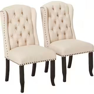 Furniture of America Anthus Beige Linen Wingback Side Chairs (Set of 2)-IDF-3324BK-SC - The Home ... | The Home Depot
