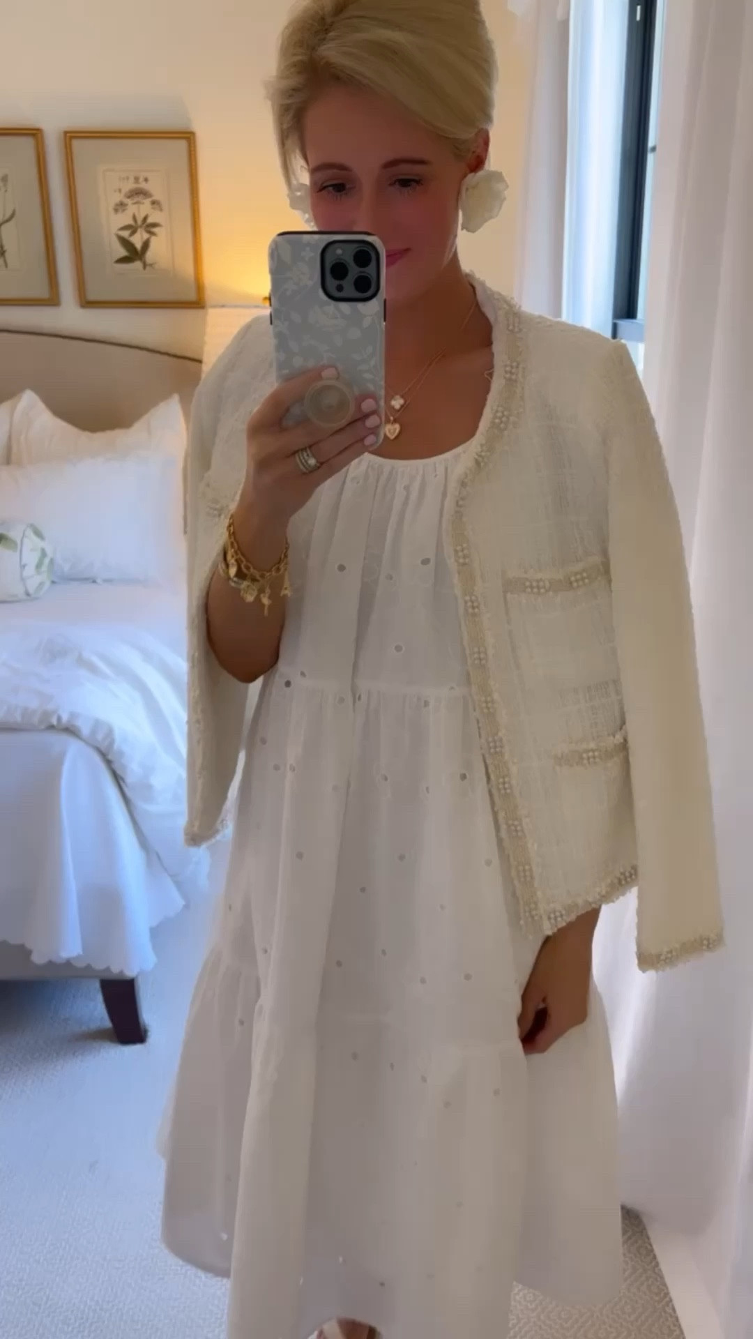 Easter Dress! Wear this $35 dress with a jacket for Easter and then after to the beach! I love the eyelet detail! I’m wearing a size small! 

#easterdress #easteroutfits #whitedresses #springoutfjts 