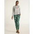 Joyspun Women’s Long Sleeve Tee and Jogger Pants Pajama Set, 2-Piece, Sizes S-3X | Walmart (US)