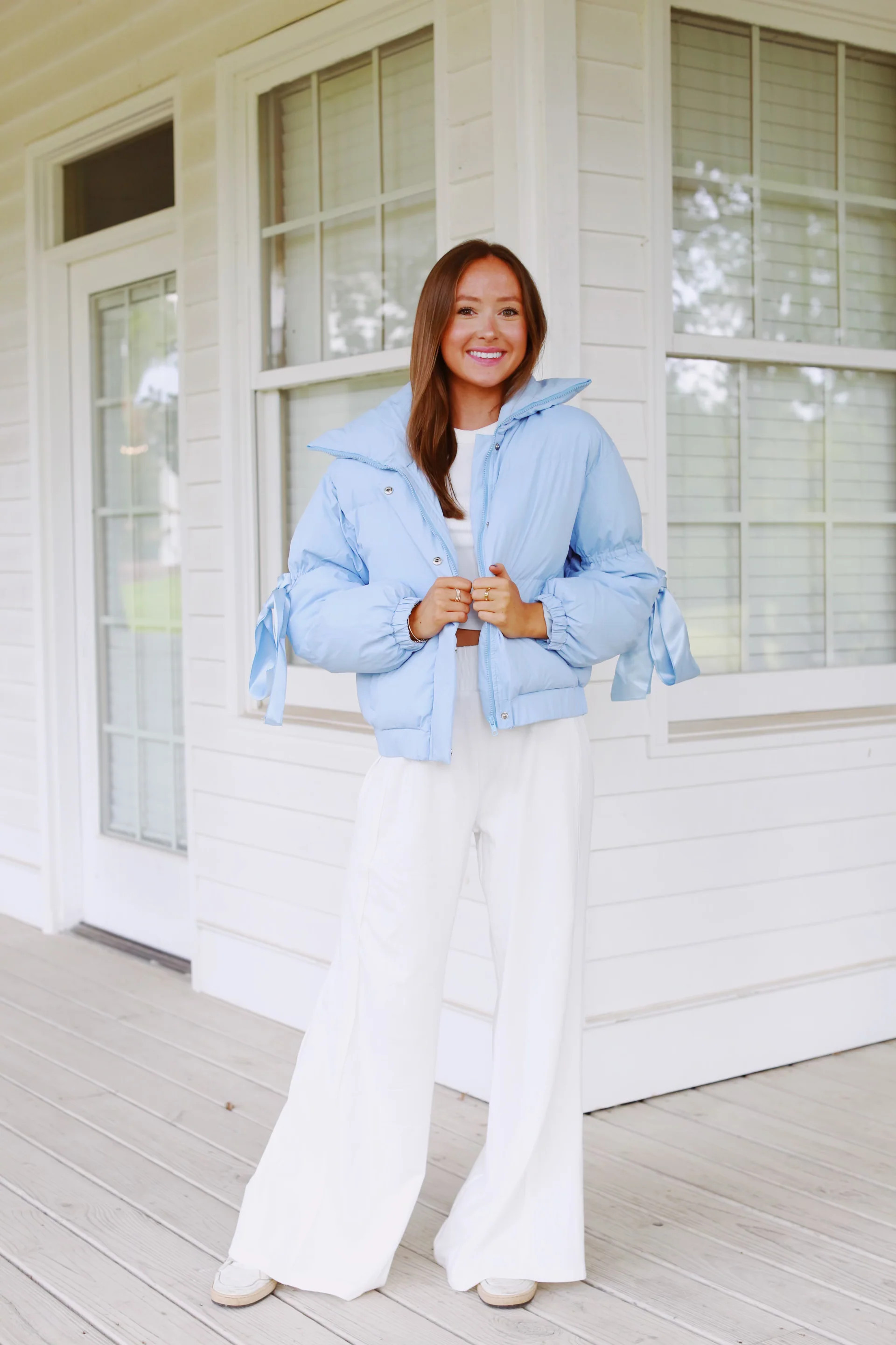 Ribbons & Bows Puffer - Baby Blue | Triple Threads